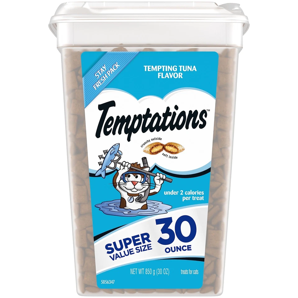 Snack Temptations Cat Treats sabor atún 30 oz crujiente suave bajo en calorías Foto 1 de 4