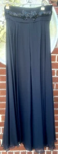VINTAGE JILL RICHARDS BLACK SILK CHIFFON PALAZZO PANTS BEADED WAIST - Picture 1 of 3
