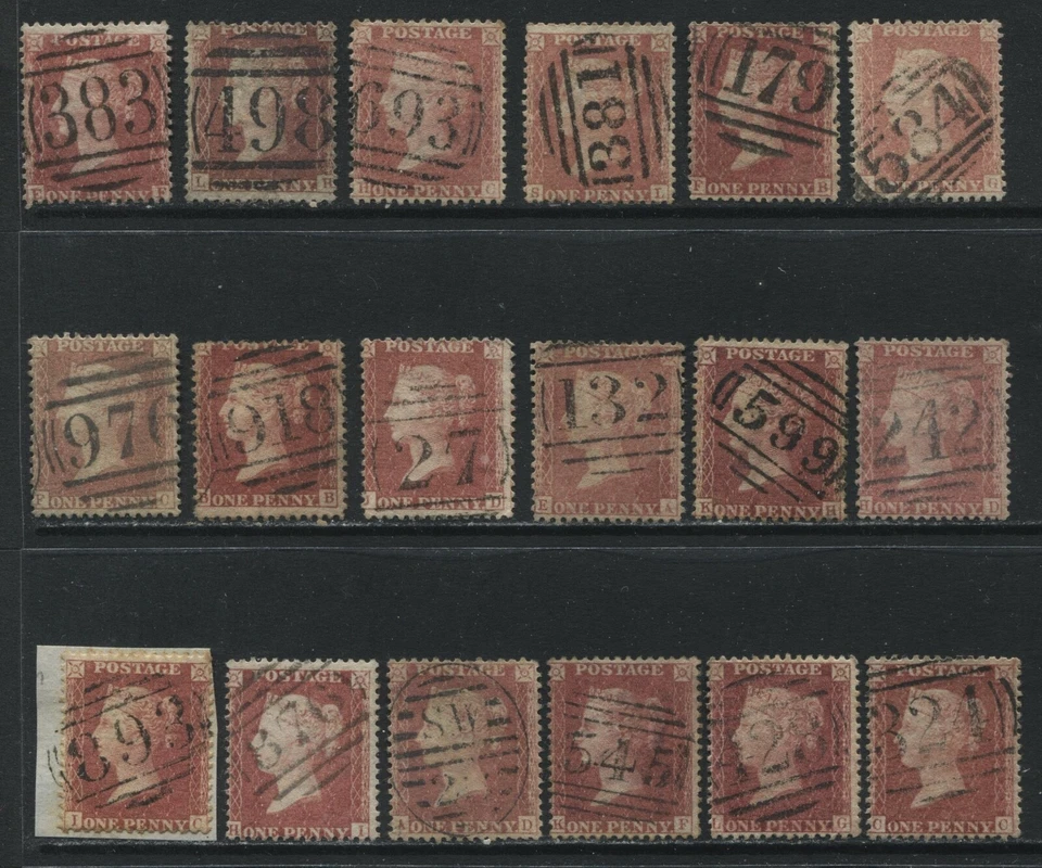 1857 1d Red Stars SG 40, white paper all with choice ideal SON numerals (41) - Image 1 of 1