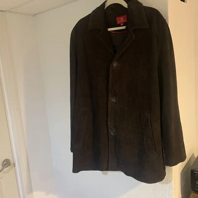 Cole Haan Leather Jacket Men Size L Suede Brown Leather Overcoat Jacket - Image 1 of 4