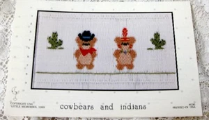 ~ LITTLE MEMORIES COWBEARS & INDIANS HEIRLOOM SEWING SMOCKING DESIGN PLATE ~ - Picture 1 of 1