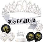 50th Birthday Sash and Tiara 50 & Fabulous, Sash Rhinestone Crown Cake &