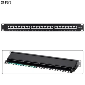 24 Port Cat6A RJ45 Shielded Patch Panel 11 Punch Down 1U 19" Rack Mount Dual IDC - Picture 1 of 6
