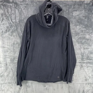 Mountain Hardwear Hoodie Women XL Hooded Light Fleece Pullover Thumb Holes Black - Picture 1 of 16