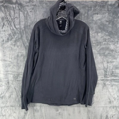 Mountain Hardwear Hoodie Women XL Hooded Light Fleece Pullover Thumb Holes Black - Image 1 of 4