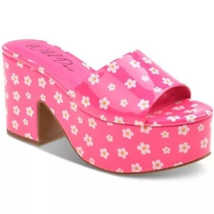 Wild Pair Womens Melborne Slip On Chunky Platform Sandals Pink Daisy Size 9M NWB - Picture 1 of 9
