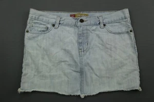 Vintage 2006 Old Navy Denim Jean Skirt Mini Ultra Low Waist Frayed Hem Sz 6 - Picture 1 of 5