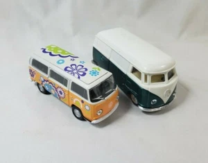 Lot of 2 1972 Volkswagen Diecast Metal Bus Vans - 1 Welly Officially Licensed - Picture 1 of 10