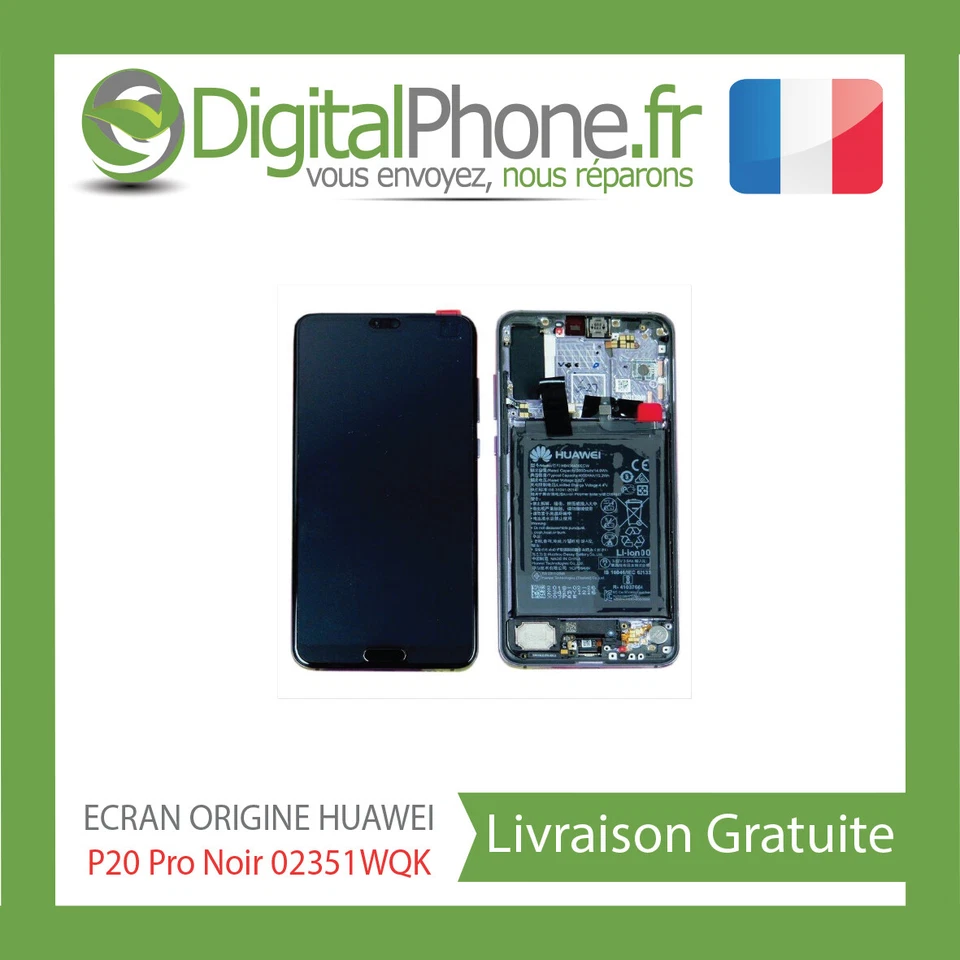 ECRAN LCD COMPLET ORIGINE HUAWEI P20 PRO BLACK 02351WQK -TVA RECUPERABLE- - Photo 1/1