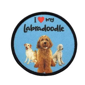 I Love My Labradoodle Merrowed Iron-on/Sew-on Dog Appliqué Sublimation Patch - Picture 1 of 3