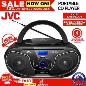JVC Bluetooth Boombox Portable CD Player USB/MP3/FM Radio/LCD Display 8W Speaker - Picture 1 of 7