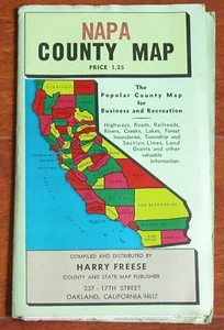 Vintage 1940s 50s NAPA County, California Map Compiled by Harry Freese - Picture 1 of 3