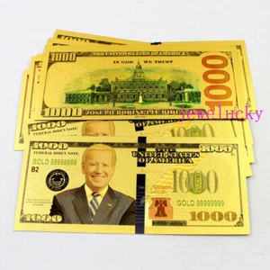 Wholesale 50 Pcs USA $ 1000 Dollar golden Crafts Banknotes US President Biden - Picture 1 of 3