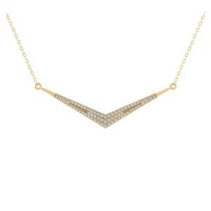 14K Yellow Gold Natural Diamond Fashion Pendant Necklace 18" Silver Chain - Picture 1 of 6