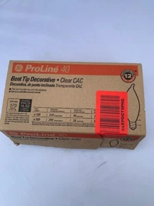 GE 40w Bent Tip Decorative Light Bulbs Clear CAC Sconce Chandelier 12 Pack - Picture 1 of 4
