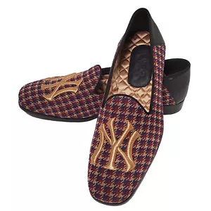 GUCCI SHOES MENS NY YANKEES PATCH CROSS CHECK WOOL GALLIPOLI LOAFERS 7 US 7.5 - Picture 1 of 19