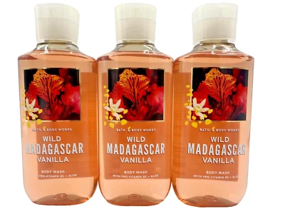 Bath & Body Works LOT 3 Wild Madagascar Vanilla Body Wash Shower Gel 10 oz 3pk - Image 1 of 2