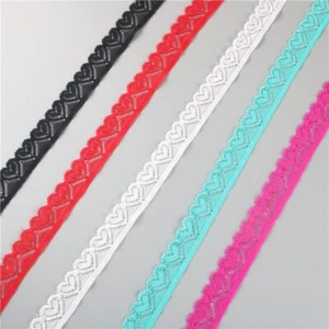 Heart Pattern Elastic Ribbon Laces Embroidery Underwear Cloth Lace Diy 5yards - Picture 1 of 17