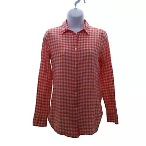 Camicia J.Crew donna ragazzo fit a quadri rosso chiaro/bianco abbottonata manica lunga 2 - Foto 1 di 8