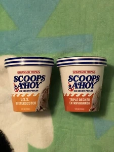 NETFLIX Stranger Things Scoops Ahoy Empty Ice Cream Containers - Lot of 2 - Picture 1 of 16