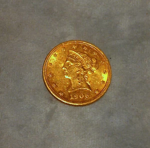 CIRCA 1906 'D' $10 GOLD LIBERTY AMERICAN US COIN 16.6 G - AL1 - Picture 1 of 2