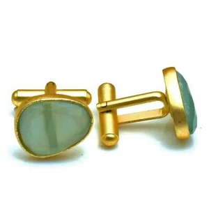 Opalite Gemstone Handmade Man"s Copper Plated Cufflinks Jewelry CF 1042 - Picture 1 of 1