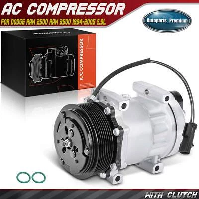 AC Compressor with Clutch for Dodge Ram 2500 Ram 3500 1994-2005 L6 5.9L DIESEL - Image 1 of 4