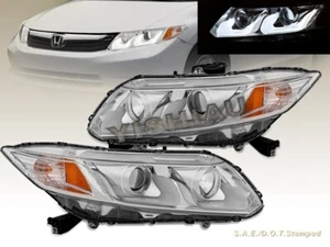 2012-2013 2014 2015 Civic 4 Door Black U-Bar Projector LED Headlights New Pair - Bild 1 von 4