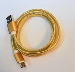 USB C Kabel in Gold . Gewebe . 0,9 m Länge . USB-C Lade u. Daten Kabel - Bild 1 von 1