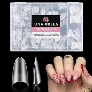 Almond Gel Nail Tips Full Matte Medium Almond Gel Nail Tips Half Cover 216Pcs Me - Picture 1 of 12