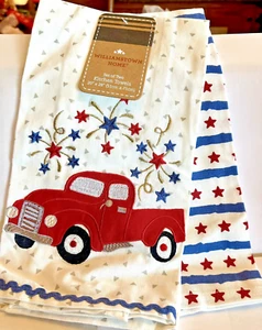 Williamstown Home July 4th Patriotic Embroidered Appliqued Truck Towel Set NWT - Picture 1 of 4