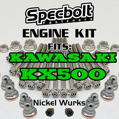 Kit de parafusos de reconstrução de motor KX500 para Kawasaki KX 500 Specbolt níquel Wurks Ti Look - Imagem 1 de 4