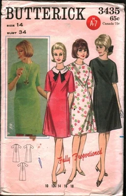 3435 Vintage Butterick Sewing Pattern 1960s Misses Dress Sheath Career OOP 14 - Image 1 of 2