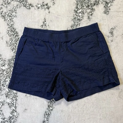 Pantalones Cortos J Crew Para Mujer Talla M Azul Marino Floral Jacquard Repujado Paseo Marítimo Pull On Foto 1 de 4