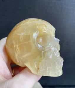 Crystal Golden Healer Quartz Skull Carving Collect Ancestor Meditation 254g - Picture 1 of 14