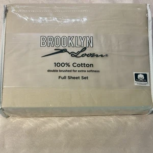 Brooklyn Loom Full Size Lakenset 4-teilig Neu Creme Beige 100 % Baumwolle Bettwäsche Geschenk - Bild 1 von 2