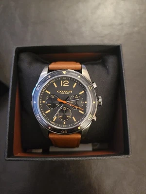 Coach SULLIVAN CHRONOGRAPH BLACK DIAL BROWN LEATHER MEN'S WATCH 14602070 - Image 1 of 4