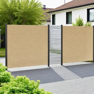 Rhombus Sichtschutzzaun Alu Lärche - Gartenzaun mit Linea Designgitter - Bild 1 von 9