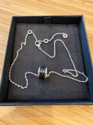 BVLGARI Save the Children B.zero1 Necklace Silver 925 Black Ceramic Italy w Box - Image 1 of 4