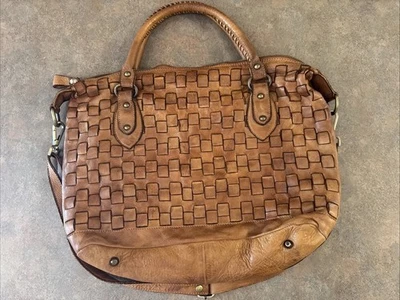 Sundance Nantucket Italian Leather Purse Buttery Soft Woven Brown - Изображение 1 из 4