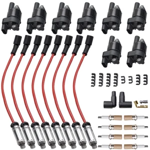 8 Pack UF414 Ignition Coil & Spark Plug & Wiresets for GMC Chevy Silverado Tahoe - Picture 1 of 12