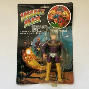 Vtg Insect Man Figure Bootleg Sectaurs KO Toy MOTU Esk W/ Weapons Purple 80s New - Bild 1 von 10