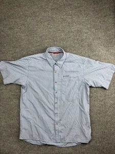 Simms Shirt Mens Large Blue Plaid Short Sleeve Button Up Outdoor Fishing Summer - Picture 1 of 5