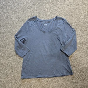 Cápsula Pact Top Mujer Talla Grande Azul Cuello Redondo Manga 3/4 Algodón Orgánico - Imagen 1 de 9