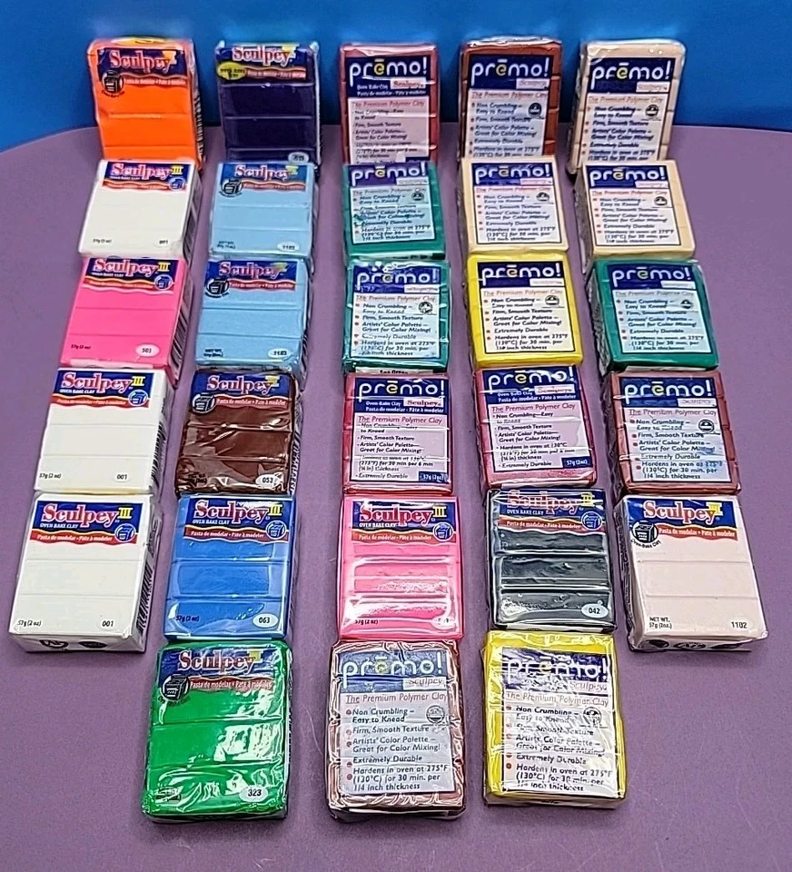 Lot Of 28 Polymer Clay Premo & Sculpey Bars In Various Colors  - Image 1 of 4