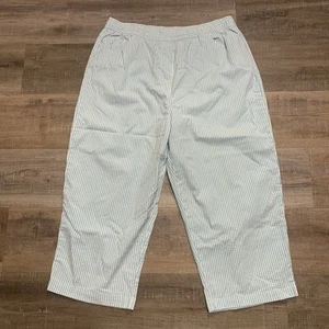 Quacker Factory XL Blue & White Striped Seersucker Capri Cropped Pants - Picture 1 of 3