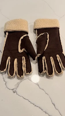 Guantes de piel de oveja/oveja sintética Lands End para dama. Talla M/L Marrón Foto 1 de 4