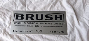 Rare Vintage 1976 BRUSH Electrical Machines Ltd Locomotive Cabplate Loco No 760 - Picture 1 of 5
