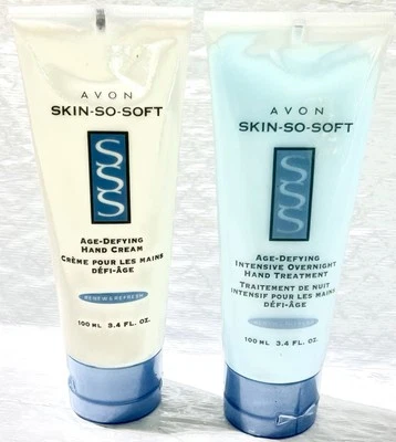 X2 SET Avon Skin So Soft Antiedad TRATAMIENTO INTENSIVO DE MANOS DURANTE LA NOCHE + CREMA Foto 1 de 3