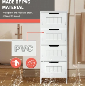 Bathroom Drawers | White 4 Drawer Storage Cabinet Unit Free Standing - Picture 1 of 5